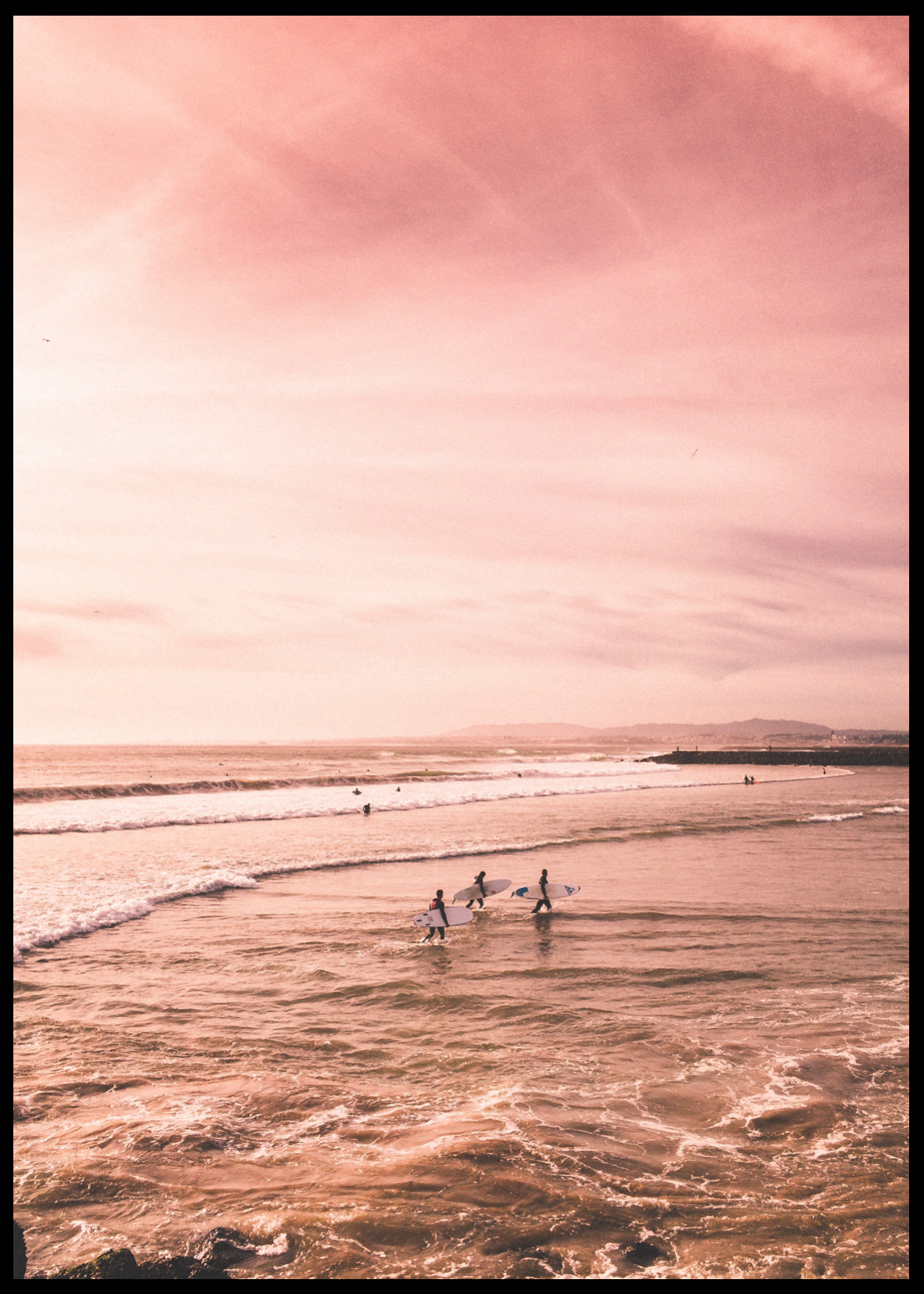 Pink Sunset Surfers Poster