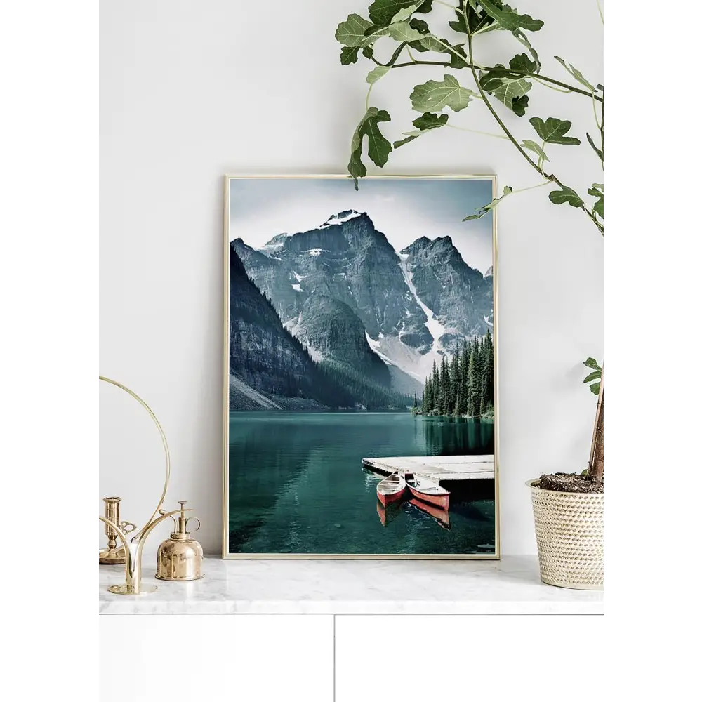 Canoes In The Lake Poster