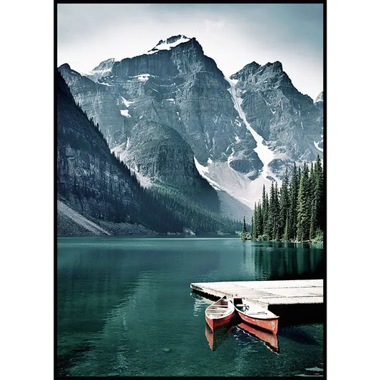 Canoes In The Lake Poster