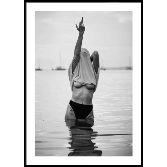 Girl Showing Middle Finger Poster